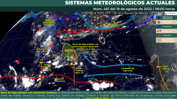 Onda tropical 23 mantiene lluvia y nublados en Oaxaca