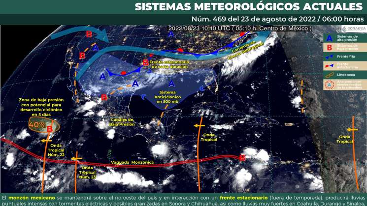 Provoca canal de baja presión lluvias y nublados en Oaxaca