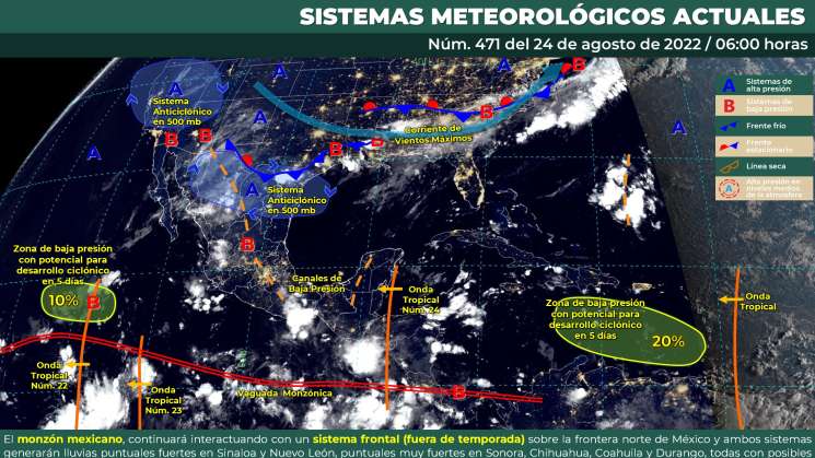 Seguirán  nublados parciales y posibles lluvias en Oaxaca