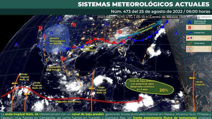 Onda tropical 24 siga provocando lluvias y nublados en Oaxaca