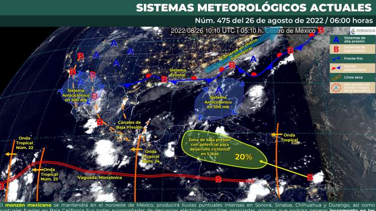 Sigue Onda tropical 24 causando lluvias y nublados en Oaxaca