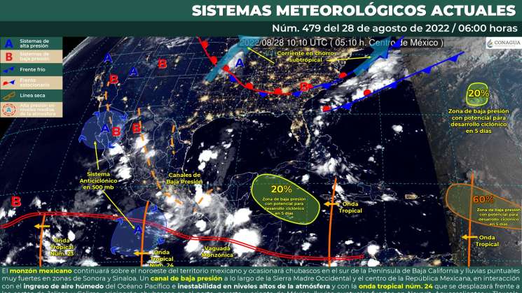 Siguen canales de baja presión causando lluvias  en Oaxaca