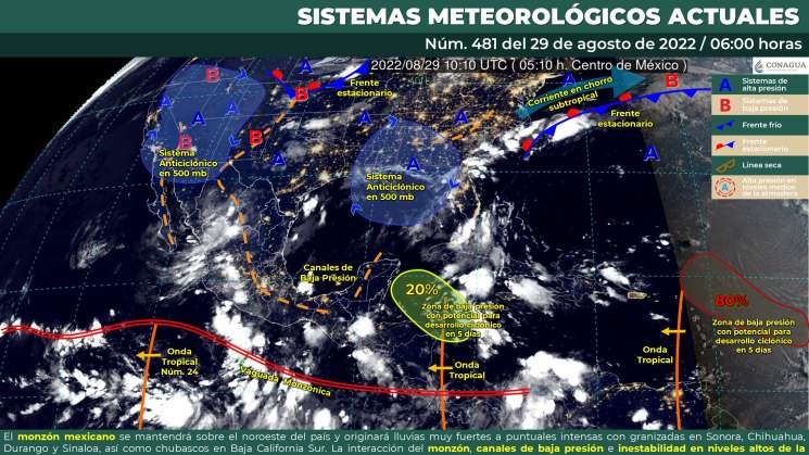 Canales de baja presión provocan nublados y lluvias en Oaxaca