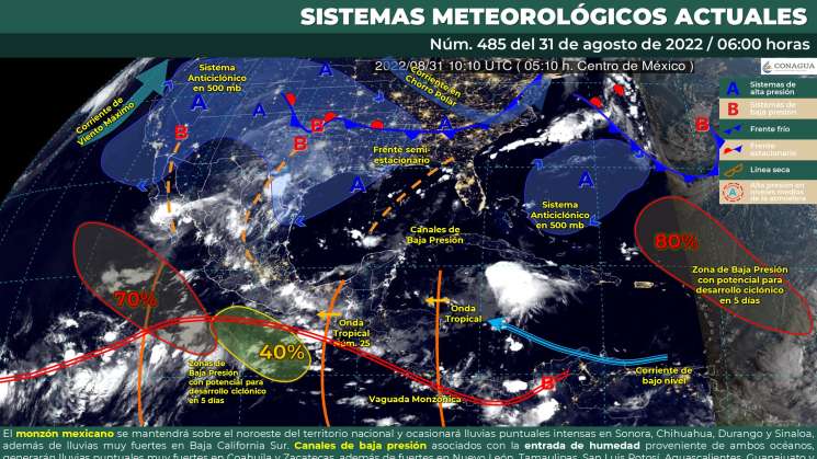 Continua onda tropical 25 causando nublados y lluvias en Oaxaca