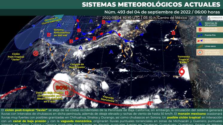  Vaguada monzónica provoca vientos, nublados y lluvias en Oaxaca