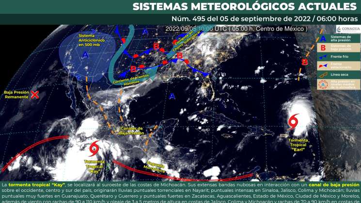 Siguen canales de baja presión causando lluvias y nublados 