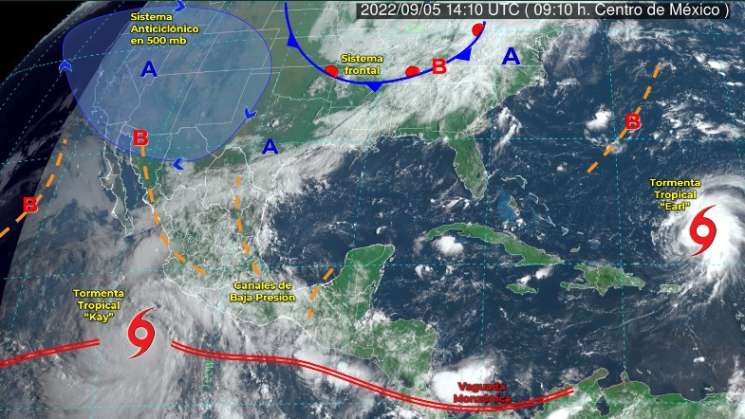 Tormenta “Kay” y canal de baja presión causan lluvias en Oaxaca