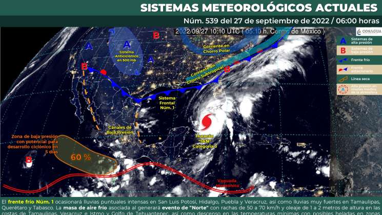 Norte en Istmo y zona de baja presión causan lluvias en Oaxaca