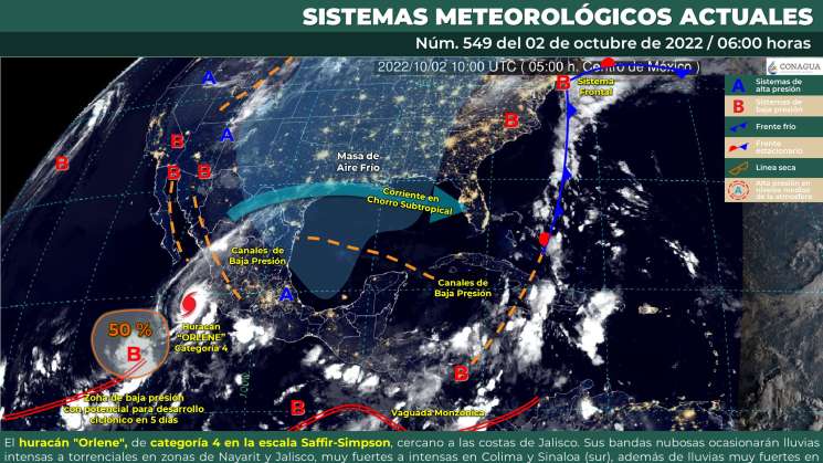 Causan canales de baja presión lluvias y nublados en Oaxaca