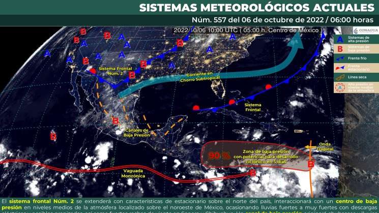  Canales de baja presión causan nublados y lluvias en Oaxaca