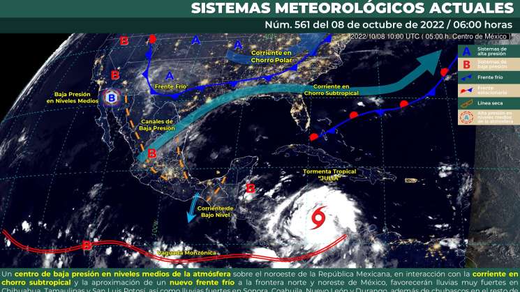 Ingreso de humedad causa lluvias en regiones de Oaxaca