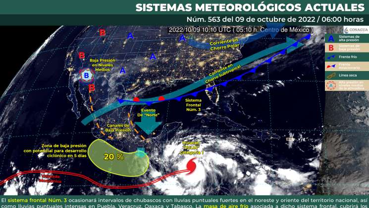 Frente frio 3 causará lluvias y chubascos en regiones de Oaxaca