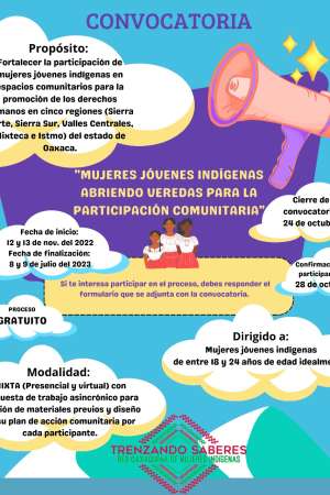 Convocatoria mujeres jóvenes indígenas abriendo veredas