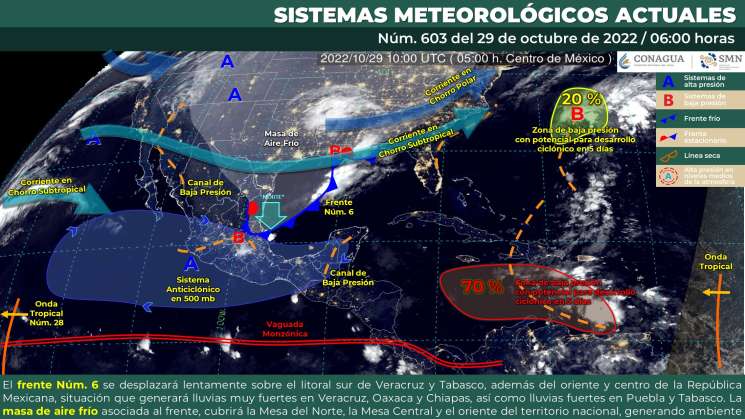 Continua frente frio 3 causando lluvias  y 