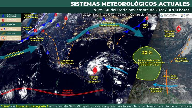 Podría Tormenta “Lisa” pasar a Huracán en sureste de México