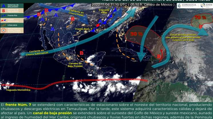 Frente frio 7 causa nublados y lluvias en regiones de Oaxaca