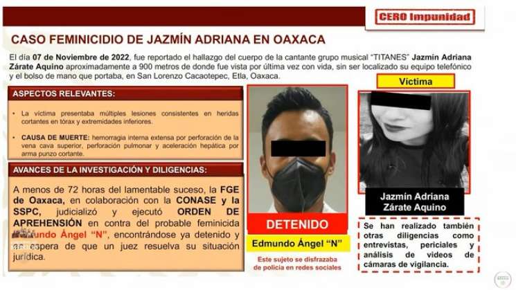 En menos de 72 horas, detienen a feminicida de Jazmín Adriana