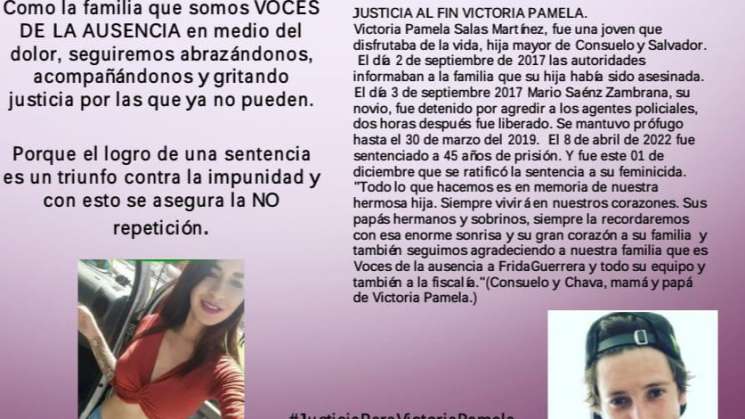 Justicia al fin para Victoria Pamela contra feminicida 