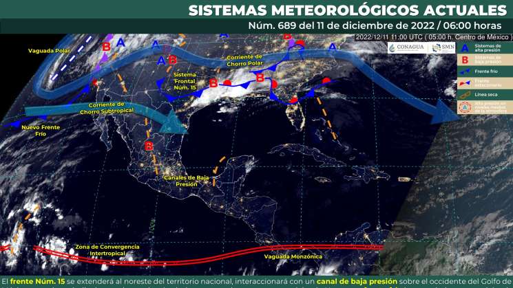 Frente 15 causará nublados y lluvias en regiones de Oaxaca 