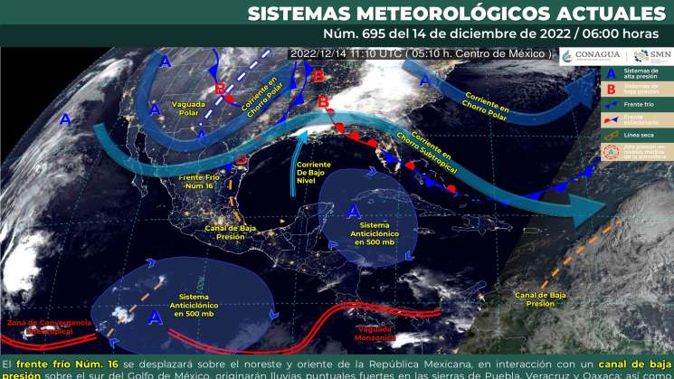 Lluvias por canal de baja presión en zonas altas de Oaxaca