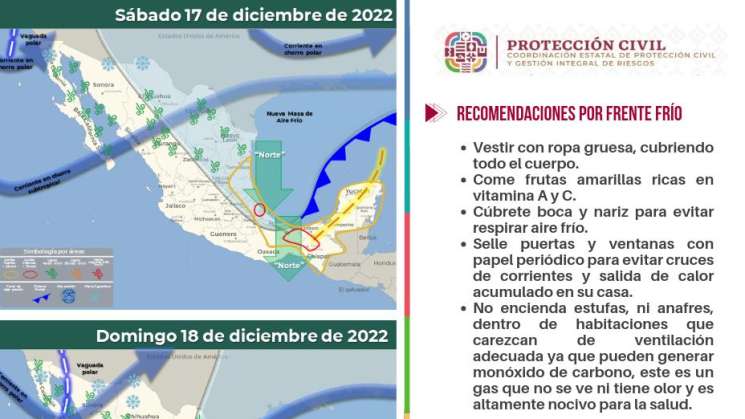 Se mantendrán bajas las temperaturas y evento de norte en Oaxaca 