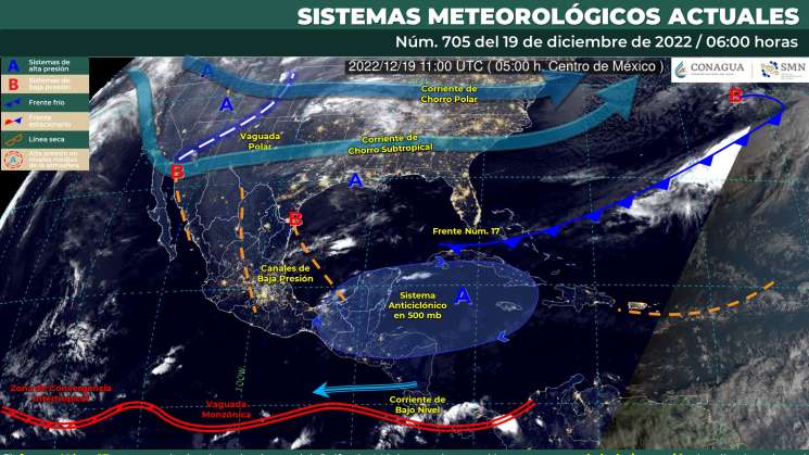 Frente Frio 17 causa nublados y lluvias en regiones de Oaxaca