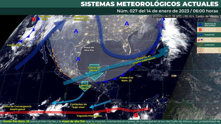 Causa lluvias y norte en Oaxaca frente frio 23,oleaje en costas