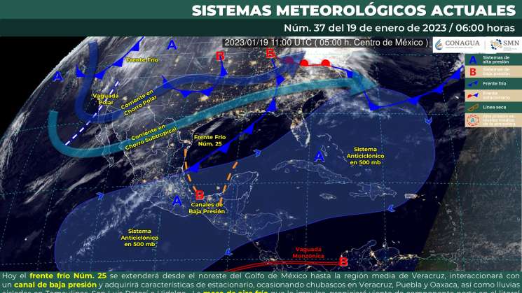 Cielo medio nublado y frio en sierras, cálido en costas de Oaxaca