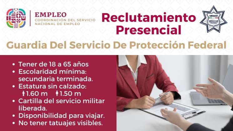 Convocan a ingresar a Guardia del Servicio de Protección Federal 