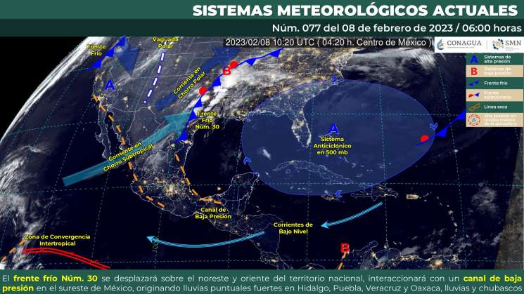 Por frente frio habrá lluvia,norte y oleaje en regiones de Oaxaca