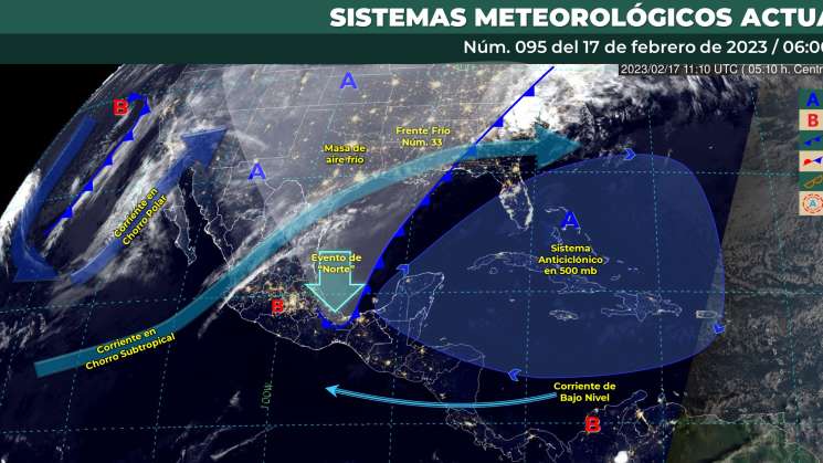 Frente frío 33 y masa de aire causará lluvias en Oaxaca 