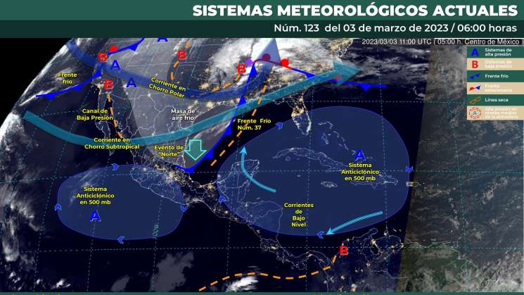 Chubascos y lluvias aisladas por canal de baja presión en Oaxaca