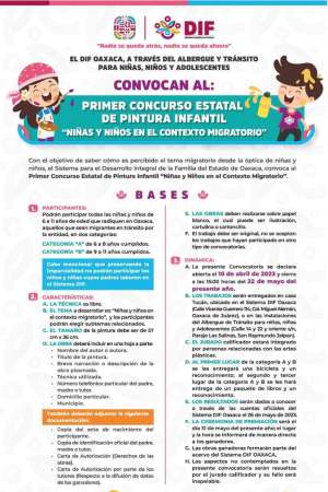 Convocan al Primer Concurso Estatal de Pintura Infantil