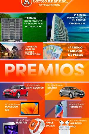 Más de 46 MDP en premios en la 8ª edición del Sorteo Anáhuac    