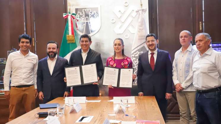 Firman Salomón Jara y Claudia Sheinbaum convenio 