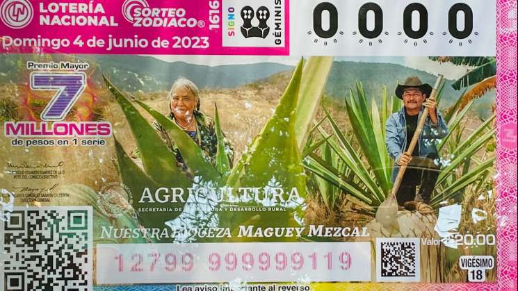 Devela Lotería Nacional billete alusivo al Maguey-Mezcal 