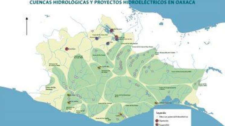 Mapa de Cuencas Hidrológicas- Proyectos Hidroeléctricos en Oaxaca