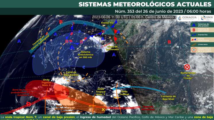 Ingreso de onda tropical causa lluvias en Oaxaca, cálido en costa