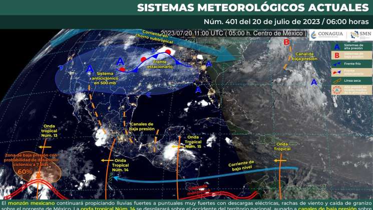 Continuarán lluvias moderadas en gran parte de Oaxaca 