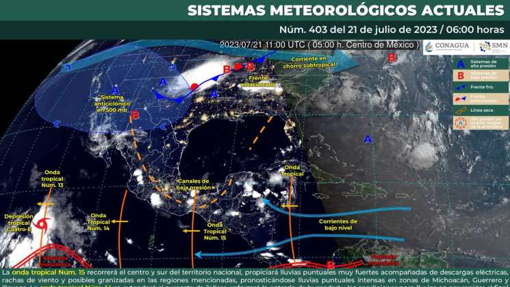 Llegada de la onda tropical 15 ocasionará lluvias en Oaxaca