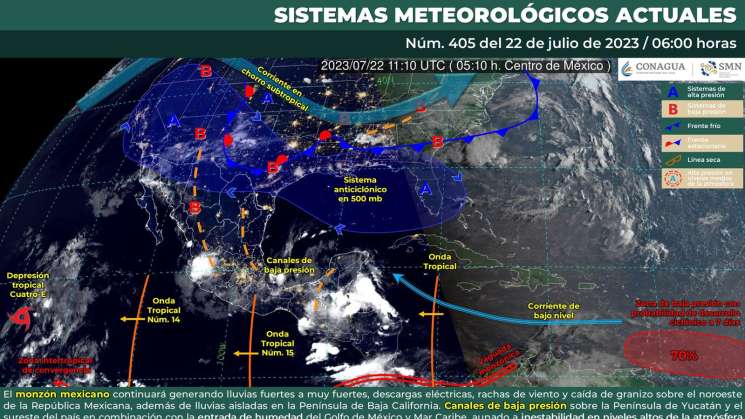 Se prevé lluvias y tormentas eléctricas vespertinas en Oaxaca