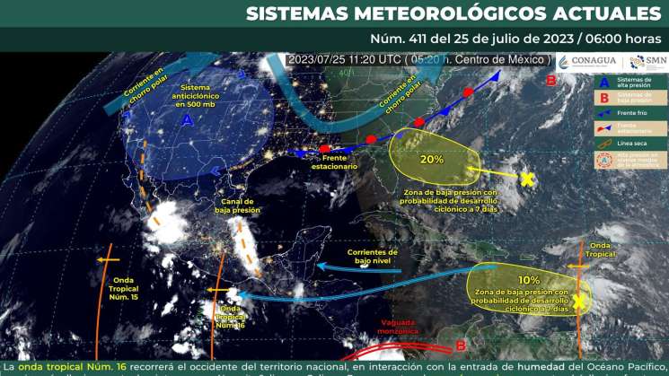 Onda tropical 16 dejará lluvias moderadas a fuertes en Oaxaca