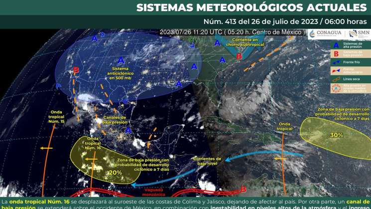 Tarde de lluvias ligeras en Oaxaca, posible actividad eléctrica