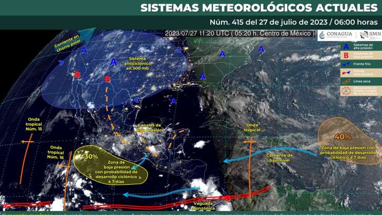 Se prevén lluvias leves y probable actividad eléctrica en Oaxaca