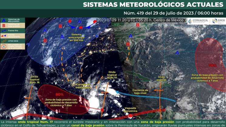 Pronostican lluvias fuertes y tormentas eléctricas en Oaxaca