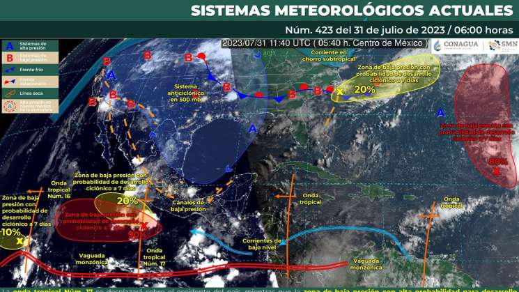 Permanecerán lluvias en Oaxaca por Onda tropical 17  