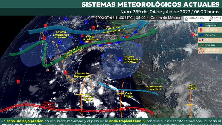 Onda tropical y canal de baja presión causan lluvias en Oaxaca