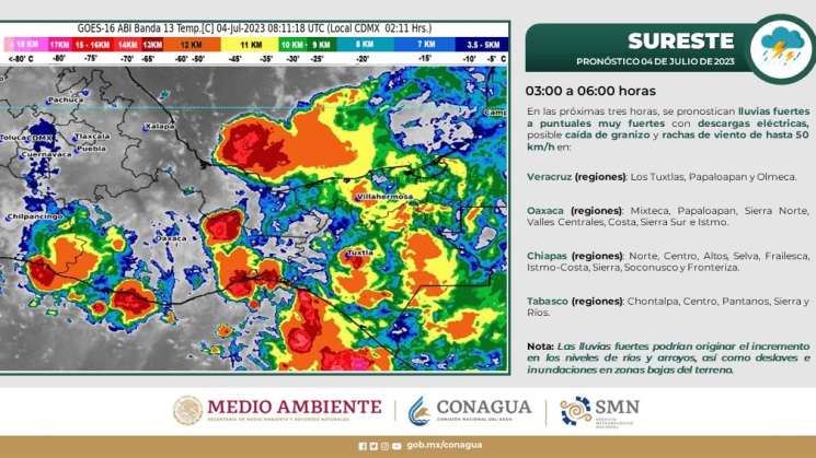 Continuarán lluvias acompañadas de tormentas eléctricas en Oaxaca