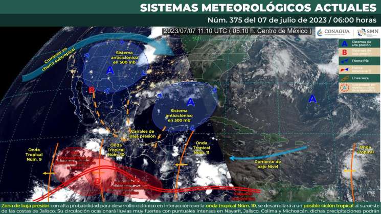 Entrada de onda tropical número 11 continuará ocasionando lluvias