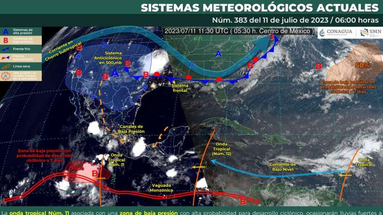 Onda tropical 11 deja lluvias fuertes en Oaxaca